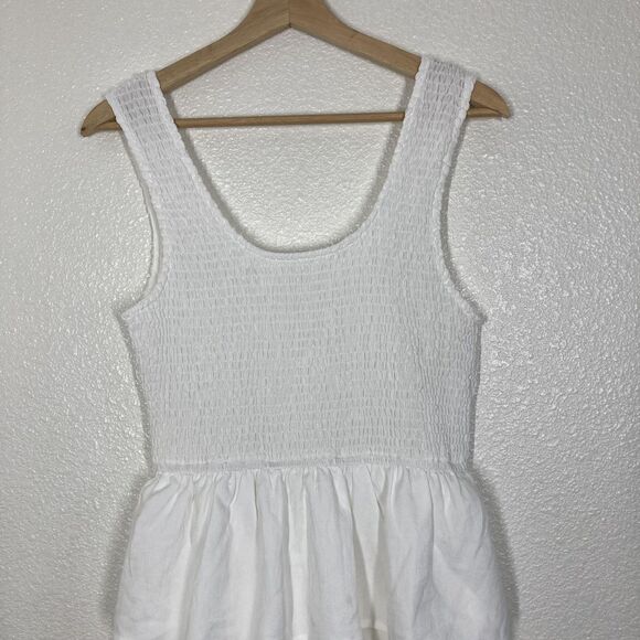 Entro Dress Womens Medium White Smocked Bodice Tiered Maxi Sleeveless D22872 - Picture 5 of 16